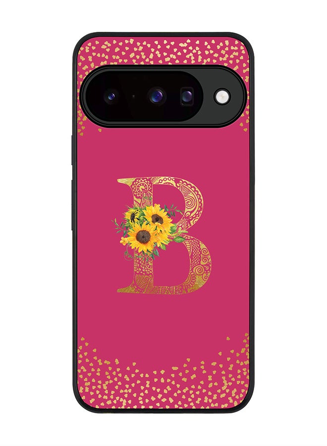For Google Pixel 10 Case,Slim fit Camera Protection, Shockproof Thin Phone cover  - Custom Floral Monogram - B ( Deep Pink )